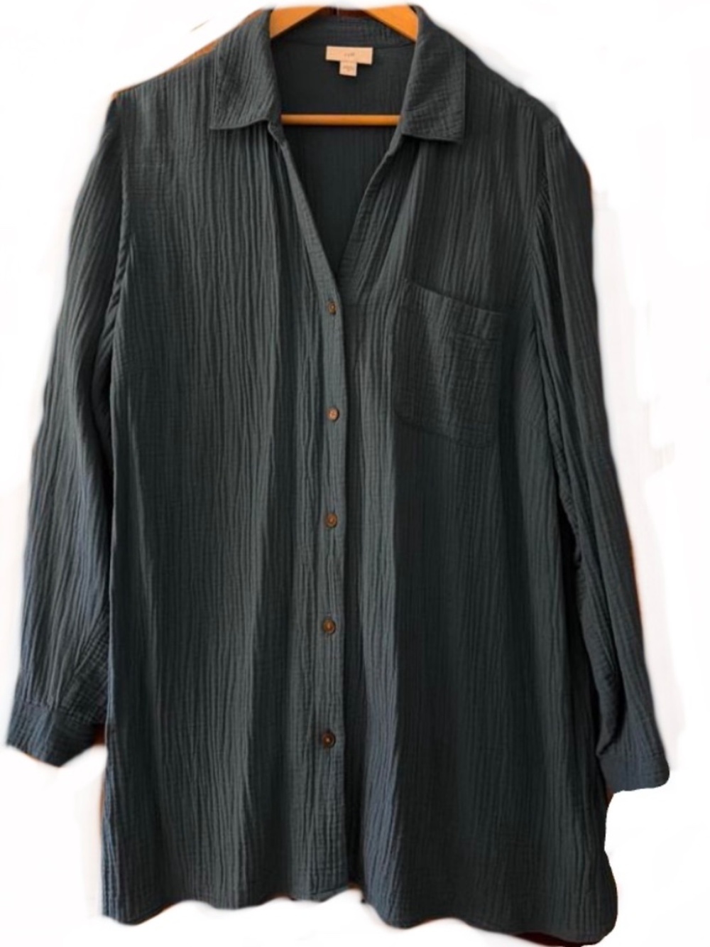 J JIII Teal Green EUC Gauze 100% Cotton button Down Shirt XL